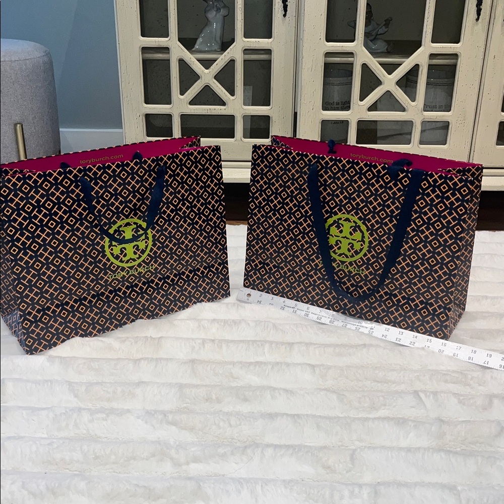 ❤️Tory Burch Brown and Blue Patterned Tote